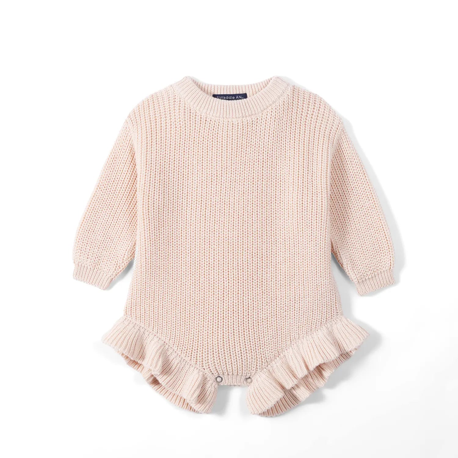 Ruffle Chunky Knit Baby Romper in Beige - Aaria Tees Aaria Tees