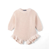 Ruffle Chunky Knit Baby Romper in Beige - Aaria Tees Aaria Tees