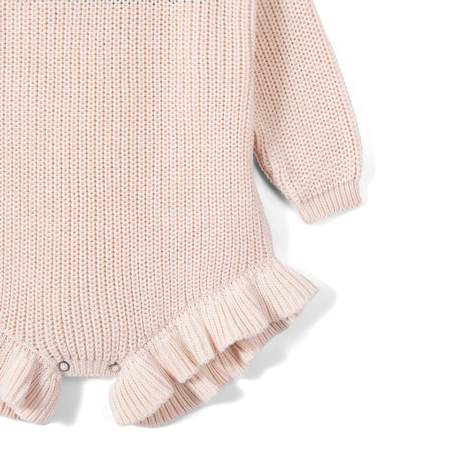 Ruffle Chunky Knit Baby Romper in Beige - Aaria Tees Aaria Tees