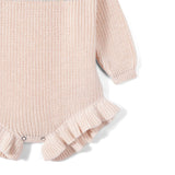 Ruffle Chunky Knit Baby Romper in Beige - Aaria Tees Aaria Tees