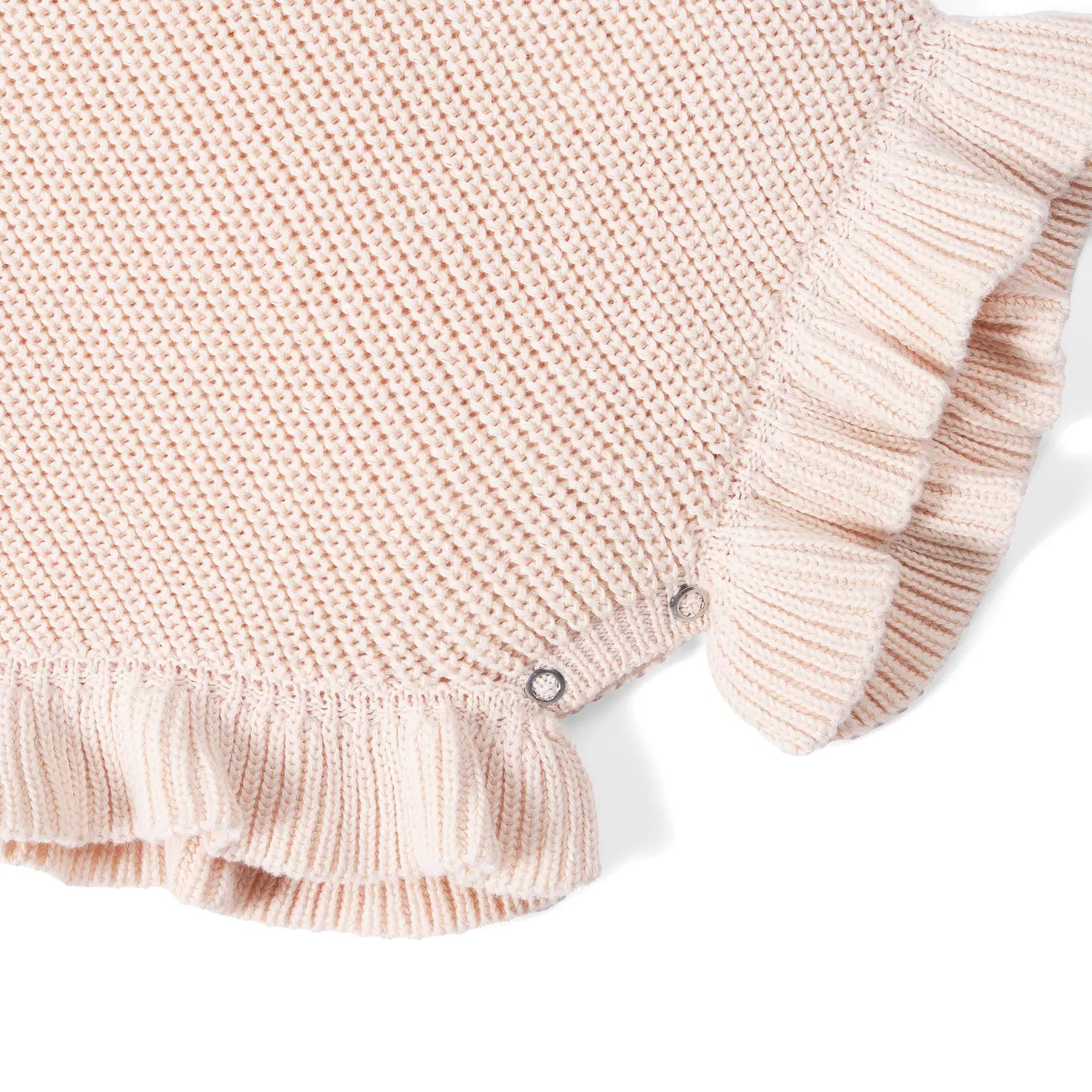 Ruffle Chunky Knit Baby Romper in Beige - Aaria Tees Aaria Tees