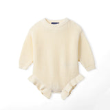 Ruffle Chunky Knit Baby Romper in Cream - Aaria Tees Aaria Tees