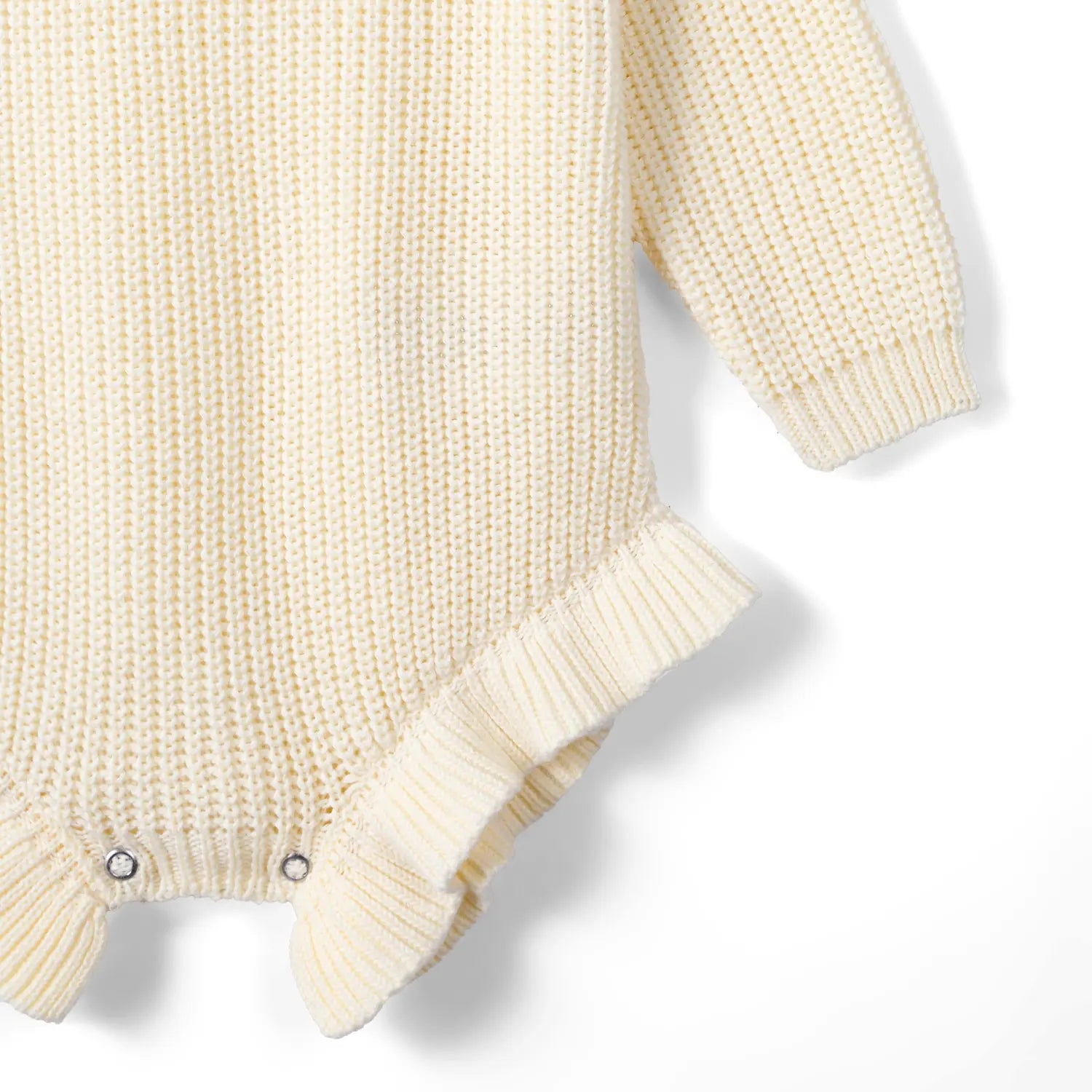 Ruffle Chunky Knit Baby Romper in Cream - Aaria Tees Aaria Tees