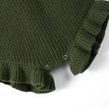 Ruffle Chunky Knit Baby Romper in Forest Green - Aaria Tees Aaria Tees