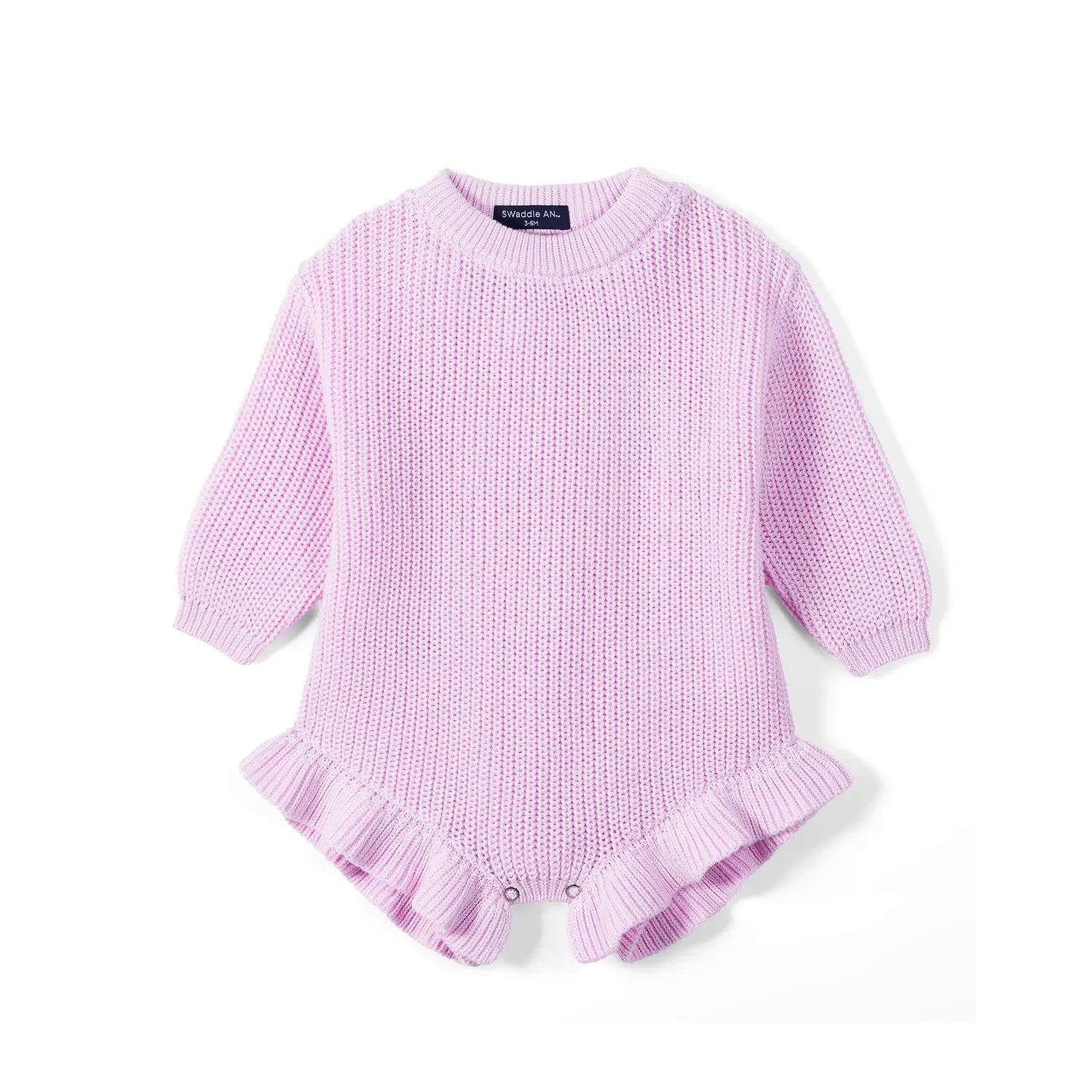 Ruffle Chunky Knit Baby Romper in Lilac - Aaria Tees Aaria Tees
