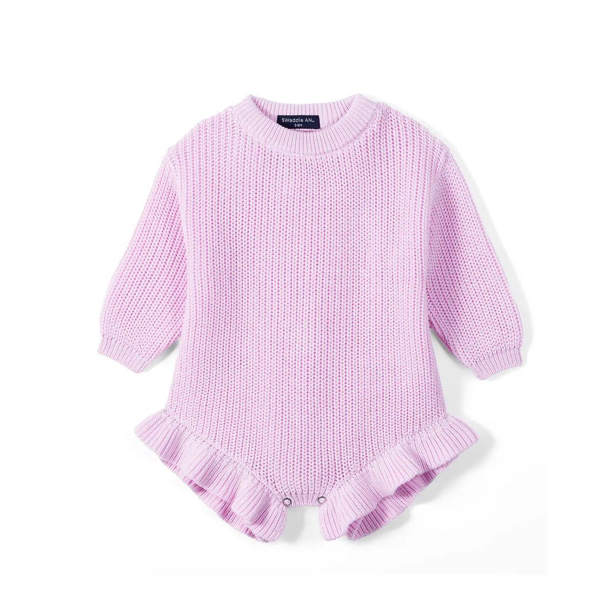 Ruffle Chunky Knit Baby Romper in Lilac - Aaria Tees