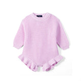 Ruffle Chunky Knit Baby Romper in Lilac - Aaria Tees Aaria Tees