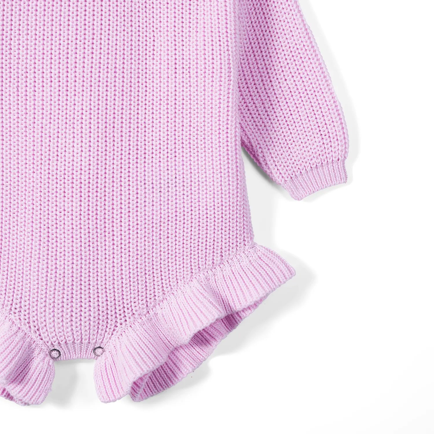Ruffle Chunky Knit Baby Romper in Lilac - Aaria Tees Aaria Tees