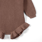 Ruffle Chunky Knit Baby Romper in Mocha - Aaria Tees Aaria Tees