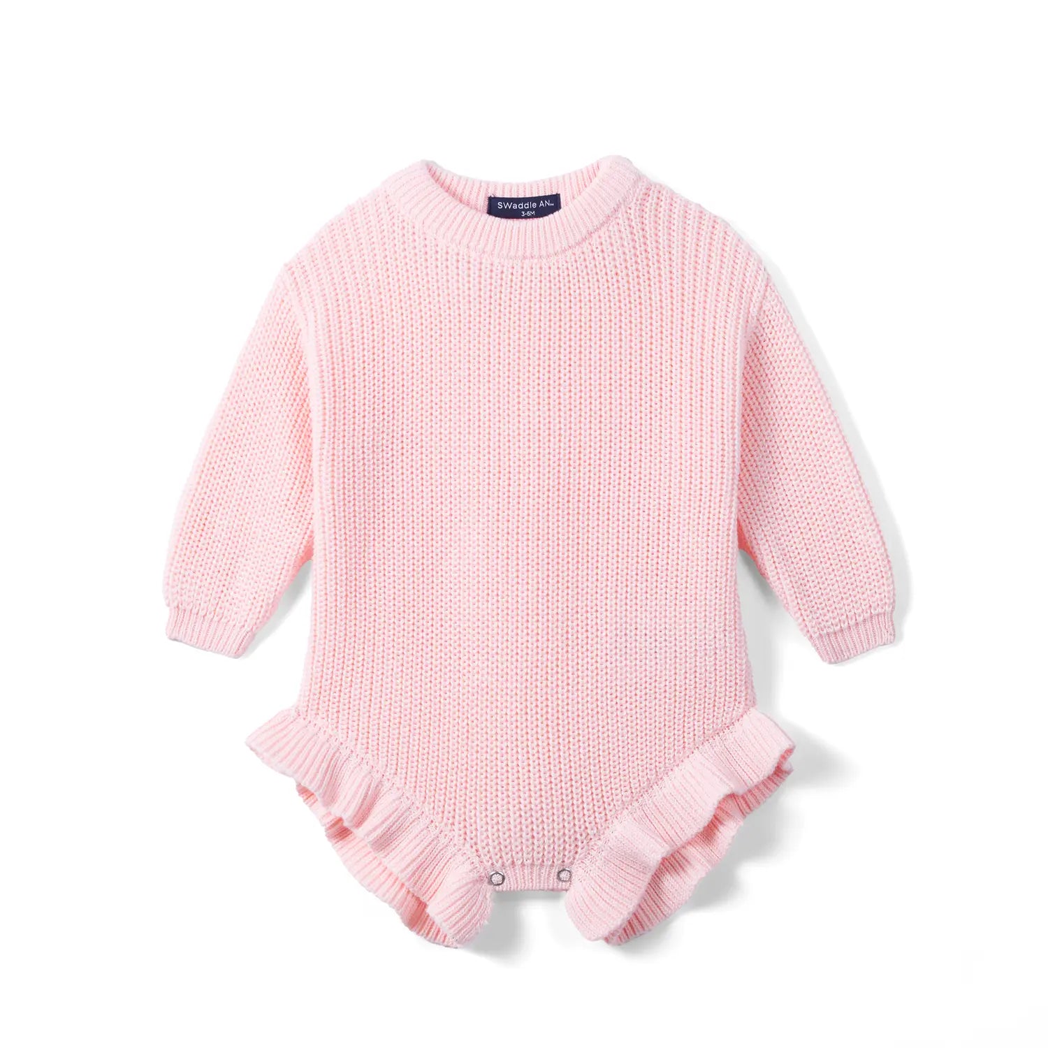 Ruffle Chunky Knit Baby Romper in Pink - Aaria Tees Aaria Tees
