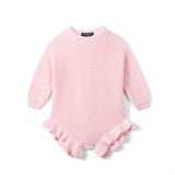 Ruffle Chunky Knit Baby Romper in Pink - Aaria Tees Aaria Tees