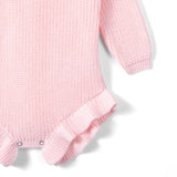 Ruffle Chunky Knit Baby Romper in Pink - Aaria Tees Aaria Tees