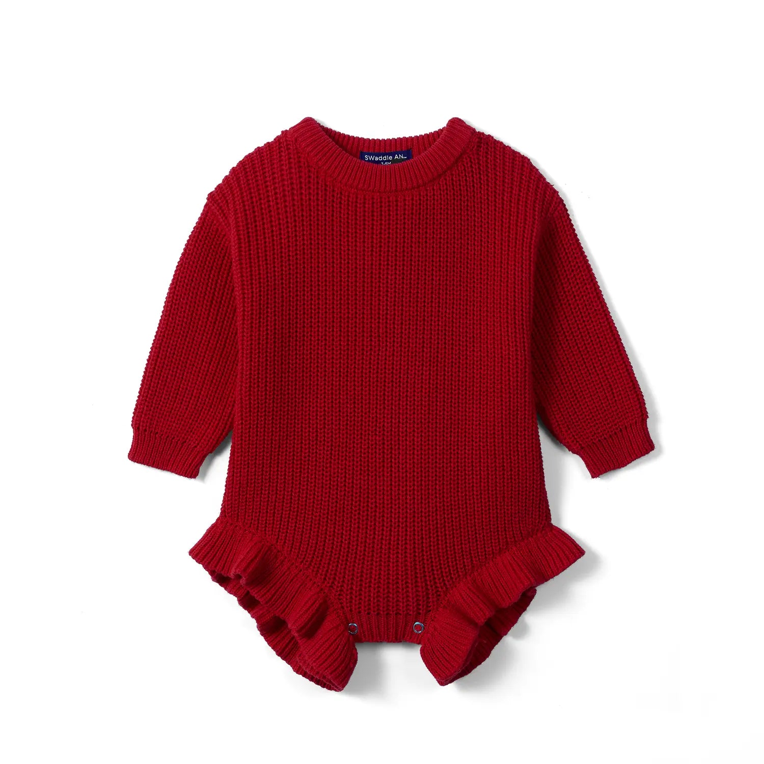 Ruffle Chunky Knit Baby Romper in Red Xmas - Aaria Tees Aaria Tees