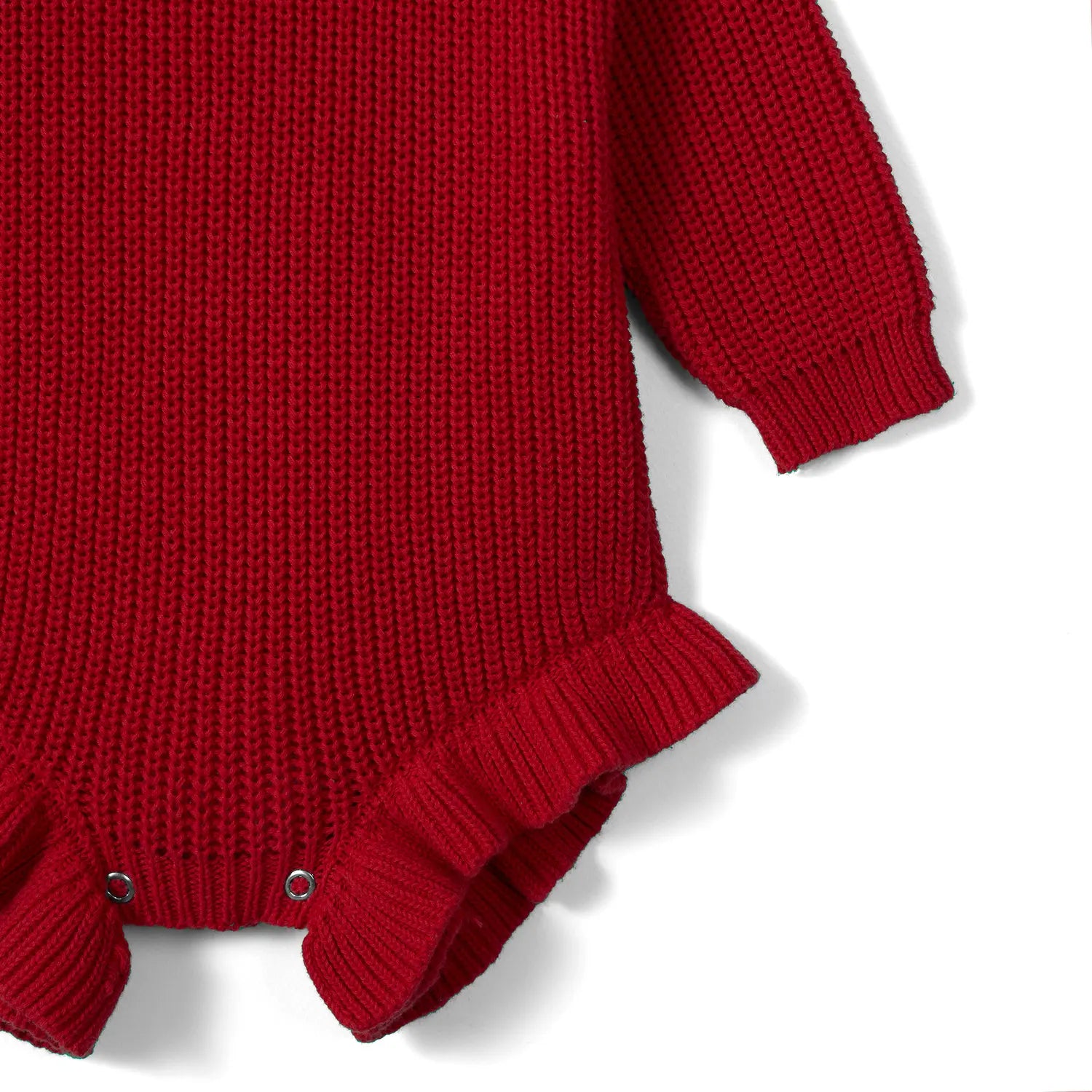 Ruffle Chunky Knit Baby Romper in Red Xmas - Aaria Tees Aaria Tees