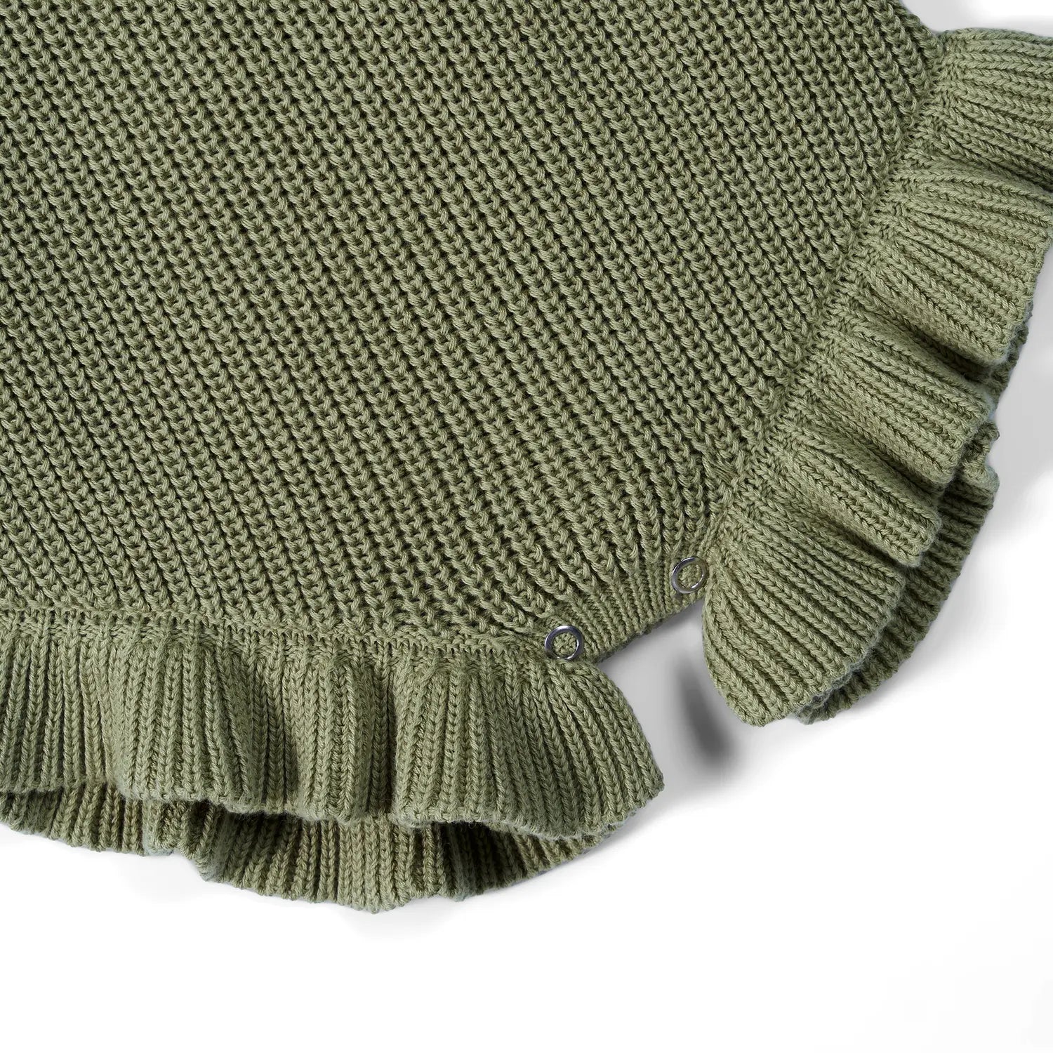 Ruffle Chunky Knit Baby Romper in Sage Green - Aaria Tees Aaria Tees