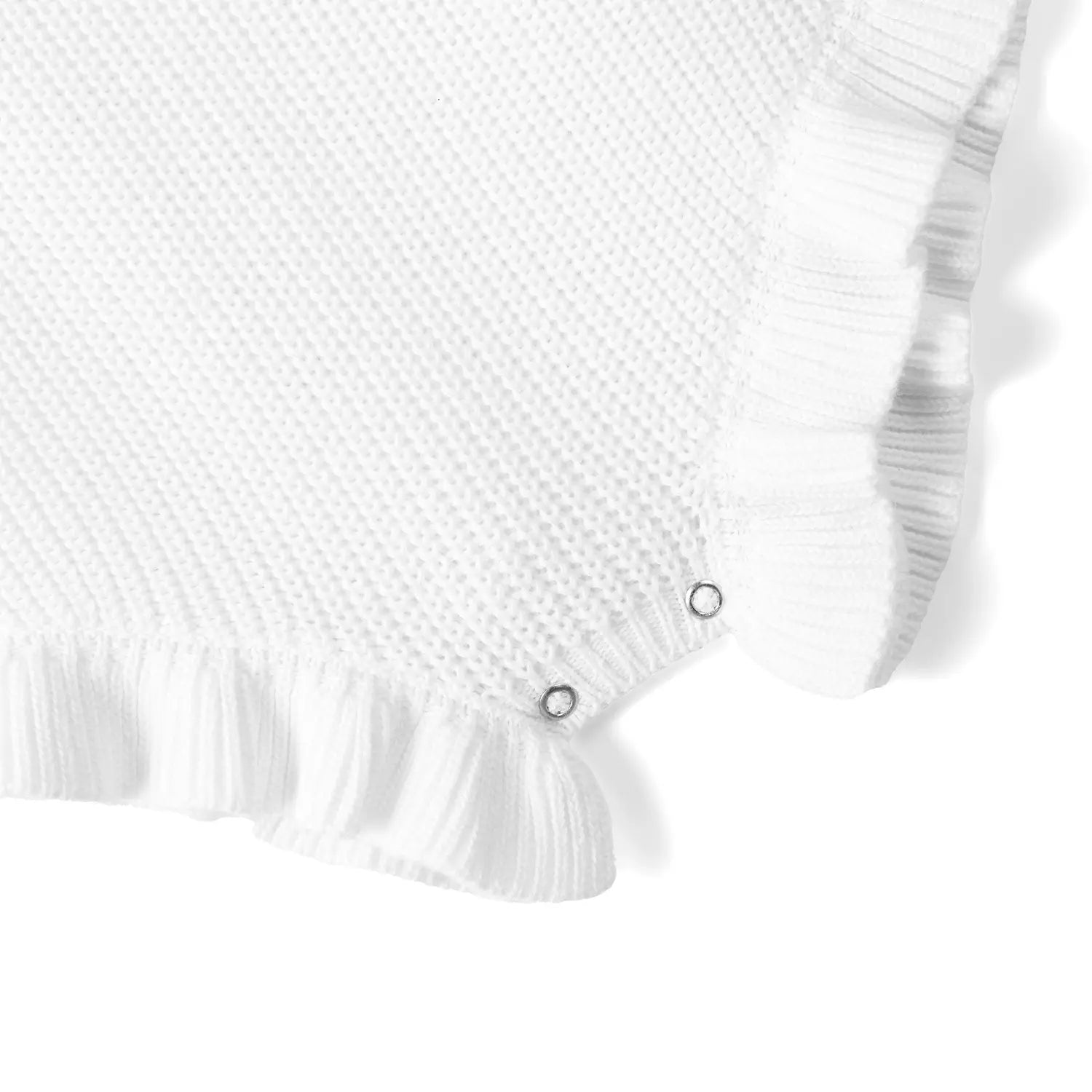 Ruffle Chunky Knit Baby Romper in White - Aaria Tees Aaria Tees