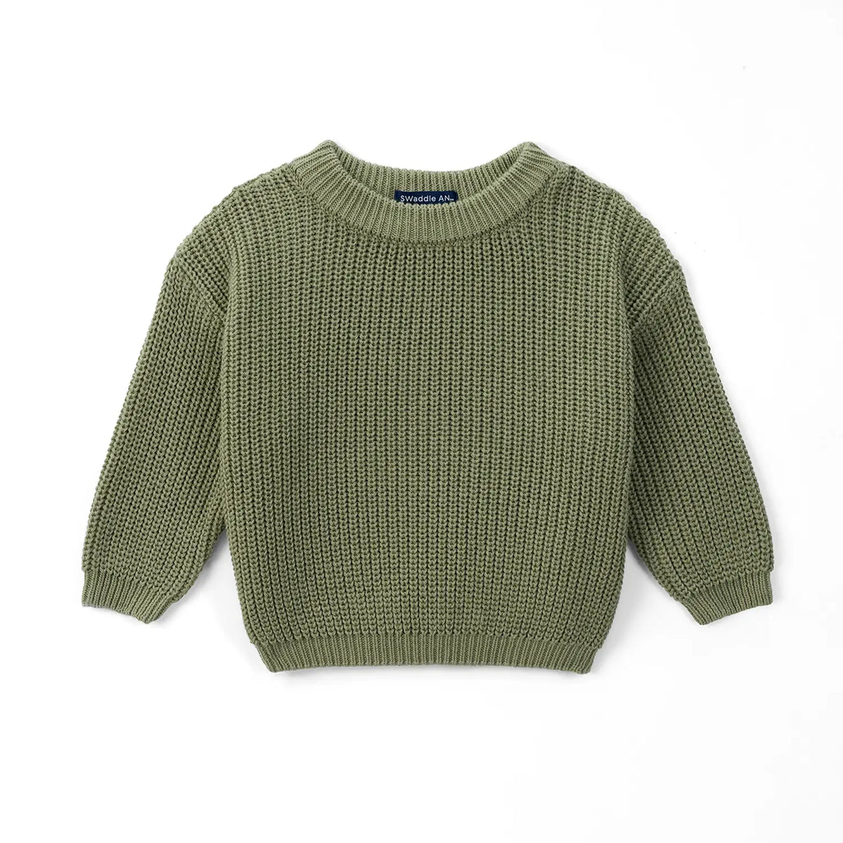Classic Knit Baby Sweater in Sage Green - Aaria Tees