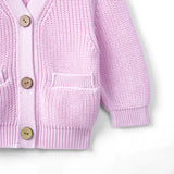 Classic Cardigan with Pockets in Lilac - Aaria Tees Aaria Tees