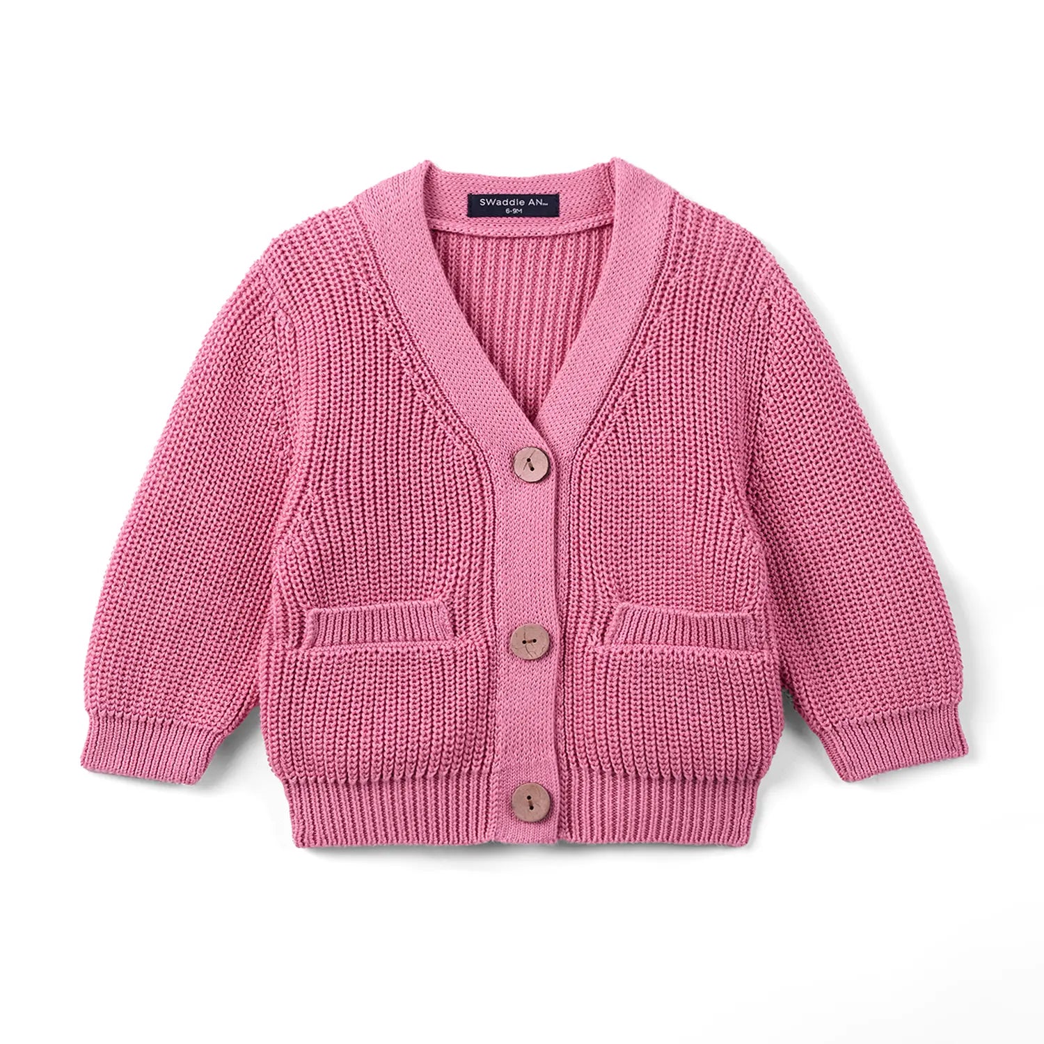 Classic Cardigan with Pockets in Rose Pink - Aaria Tees Aaria Tees