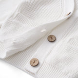Classic Cardigan with Pockets in White - Aaria Tees Aaria Tees