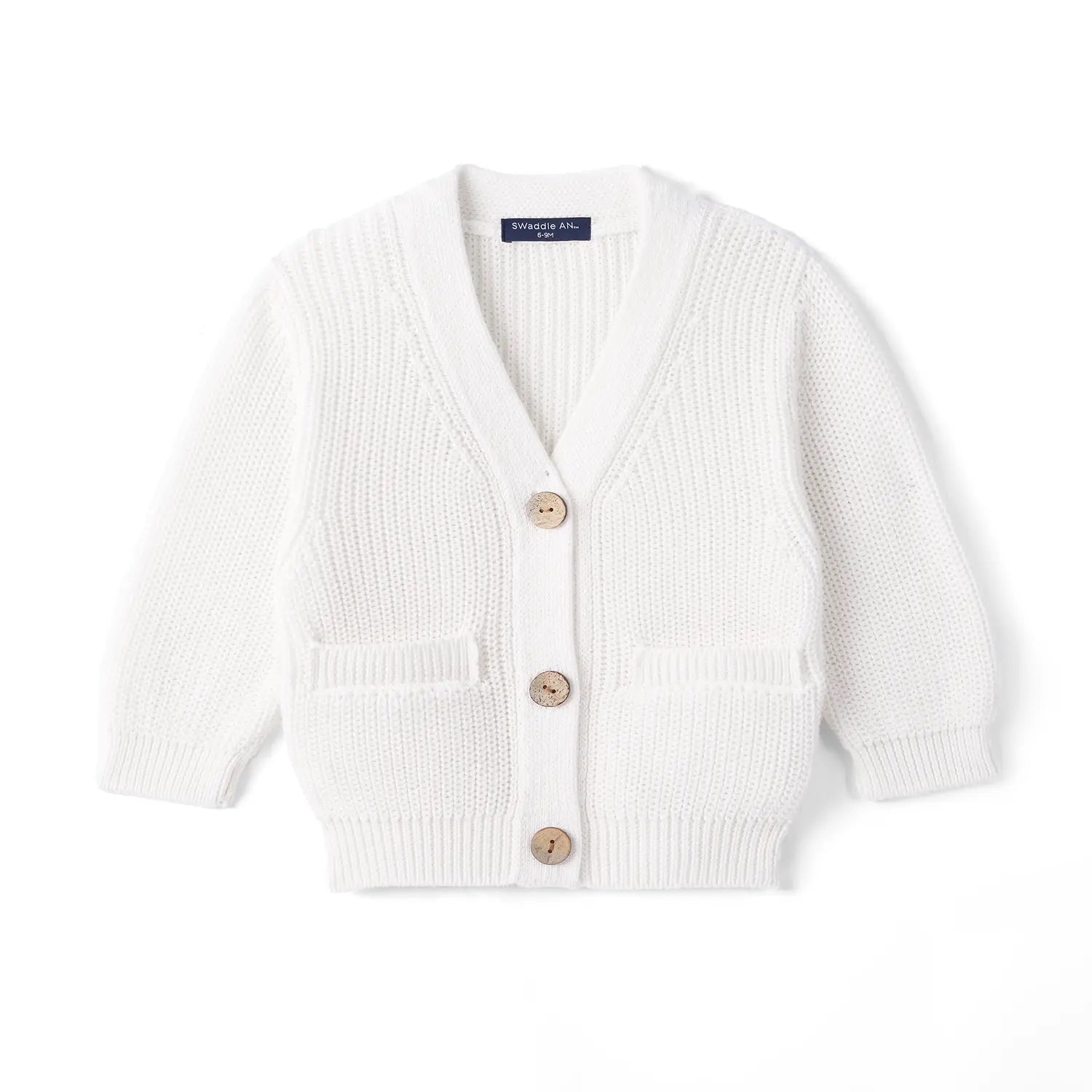 Classic Cardigan with Pockets in White - Aaria Tees Aaria Tees