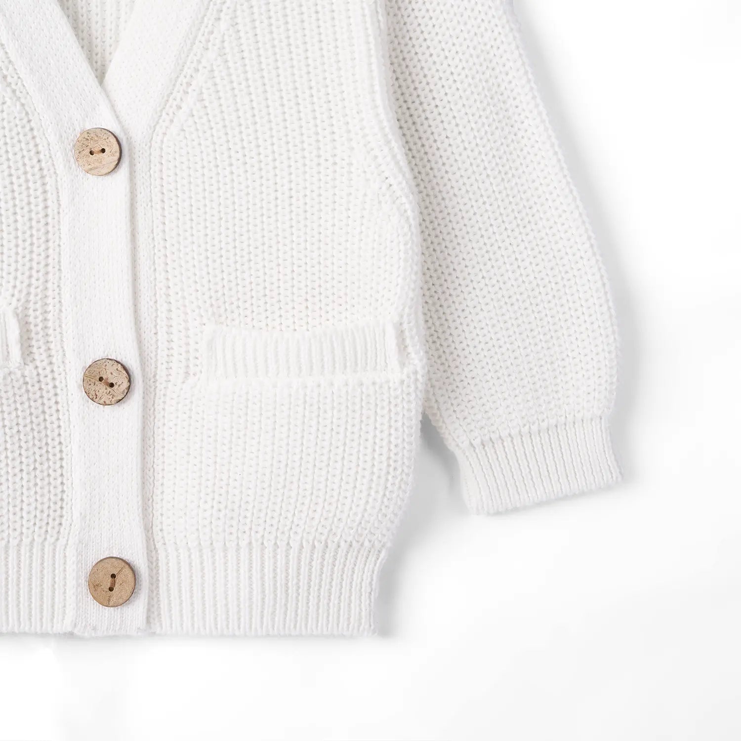 Classic Cardigan with Pockets in White - Aaria Tees Aaria Tees