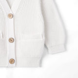Classic Cardigan with Pockets in White - Aaria Tees Aaria Tees