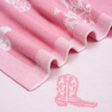 Cowgirl Jacquard Knit Baby Blanket - Aaria Tees Aaria Tees