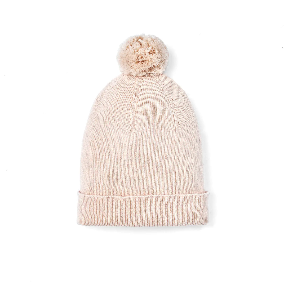 Knit Baby Pom Beanie in Beige - Aaria Tees