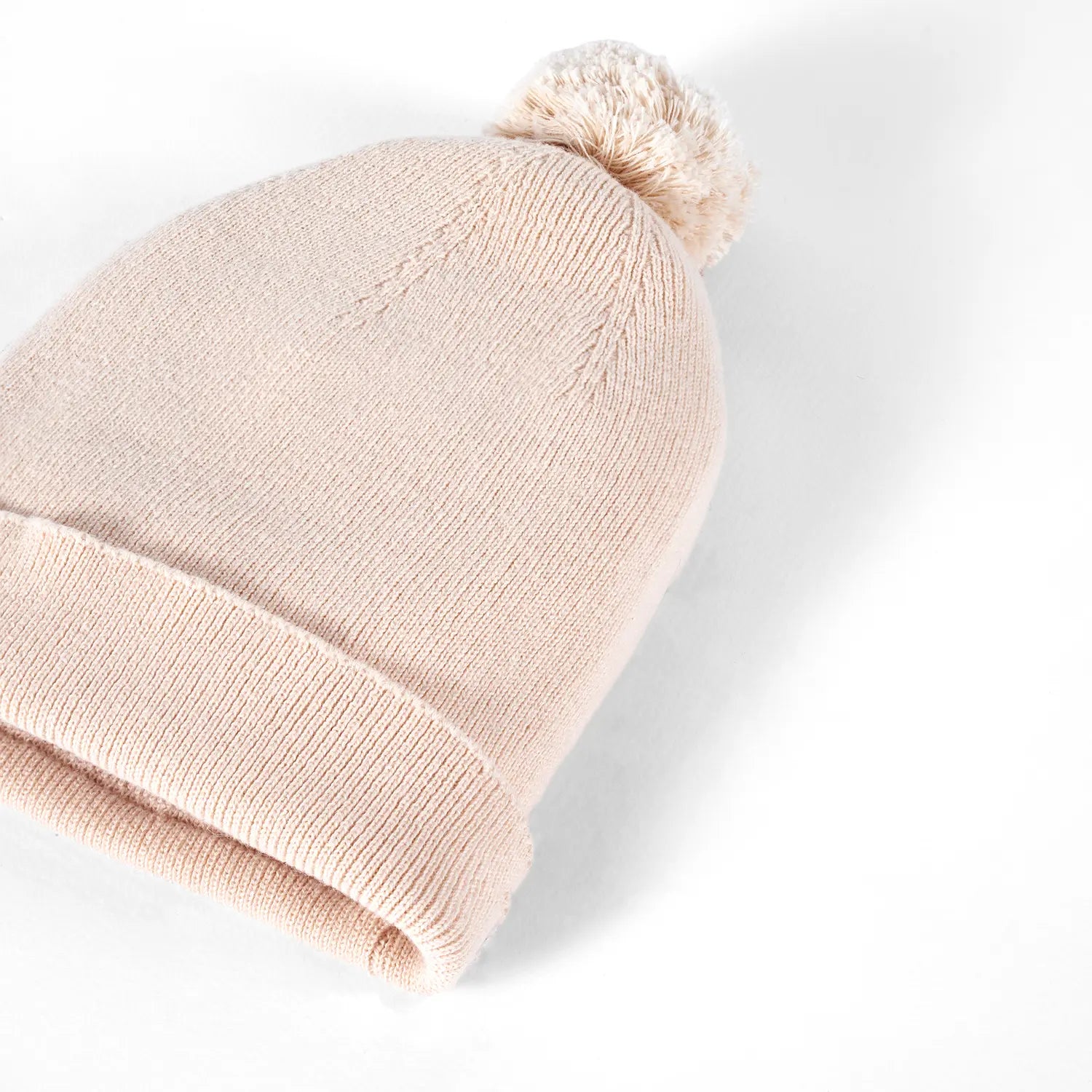 Knit Baby Pom Beanie in Beige - Aaria Tees Aaria Tees