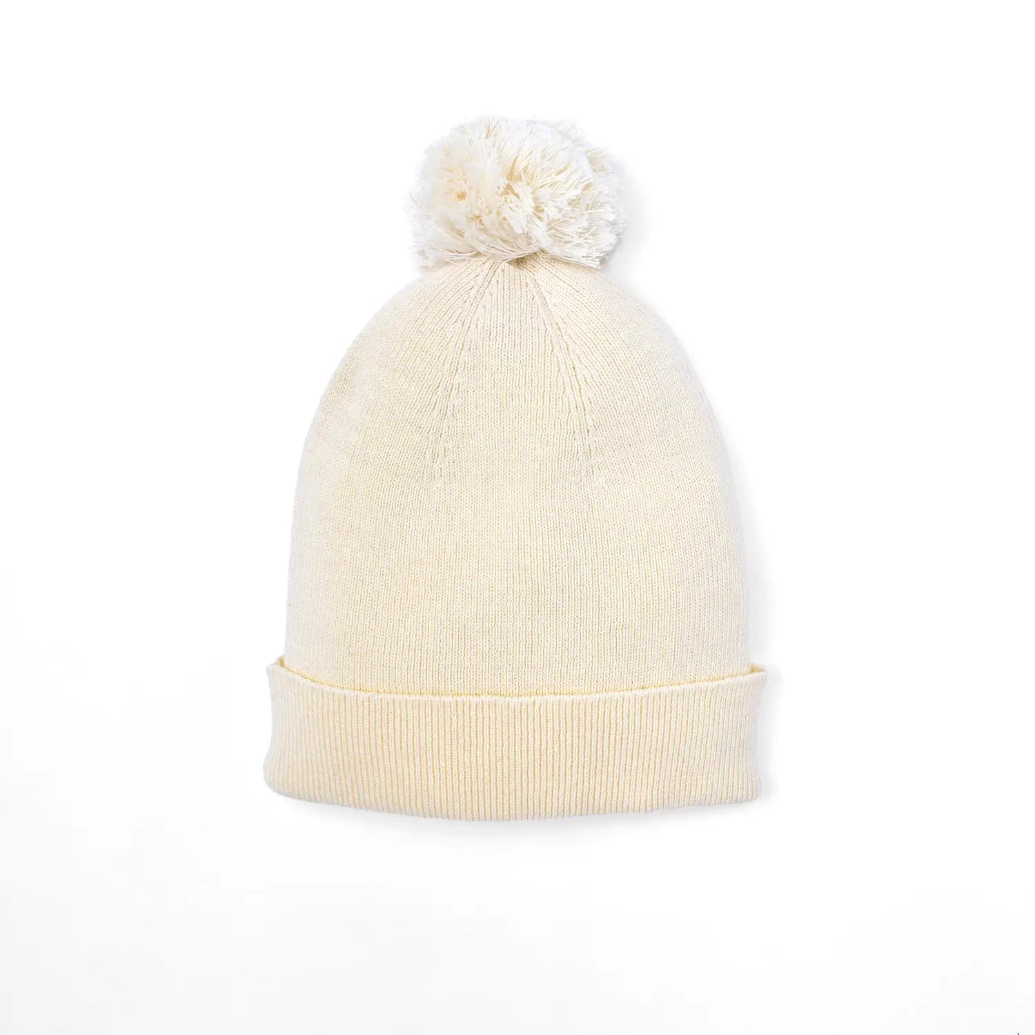 Knit Baby Pom Beanie in Cream - Aaria Tees Aaria Tees