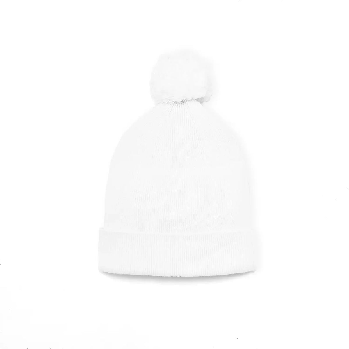 Knit Baby Pom Beanie in White - Aaria Tees