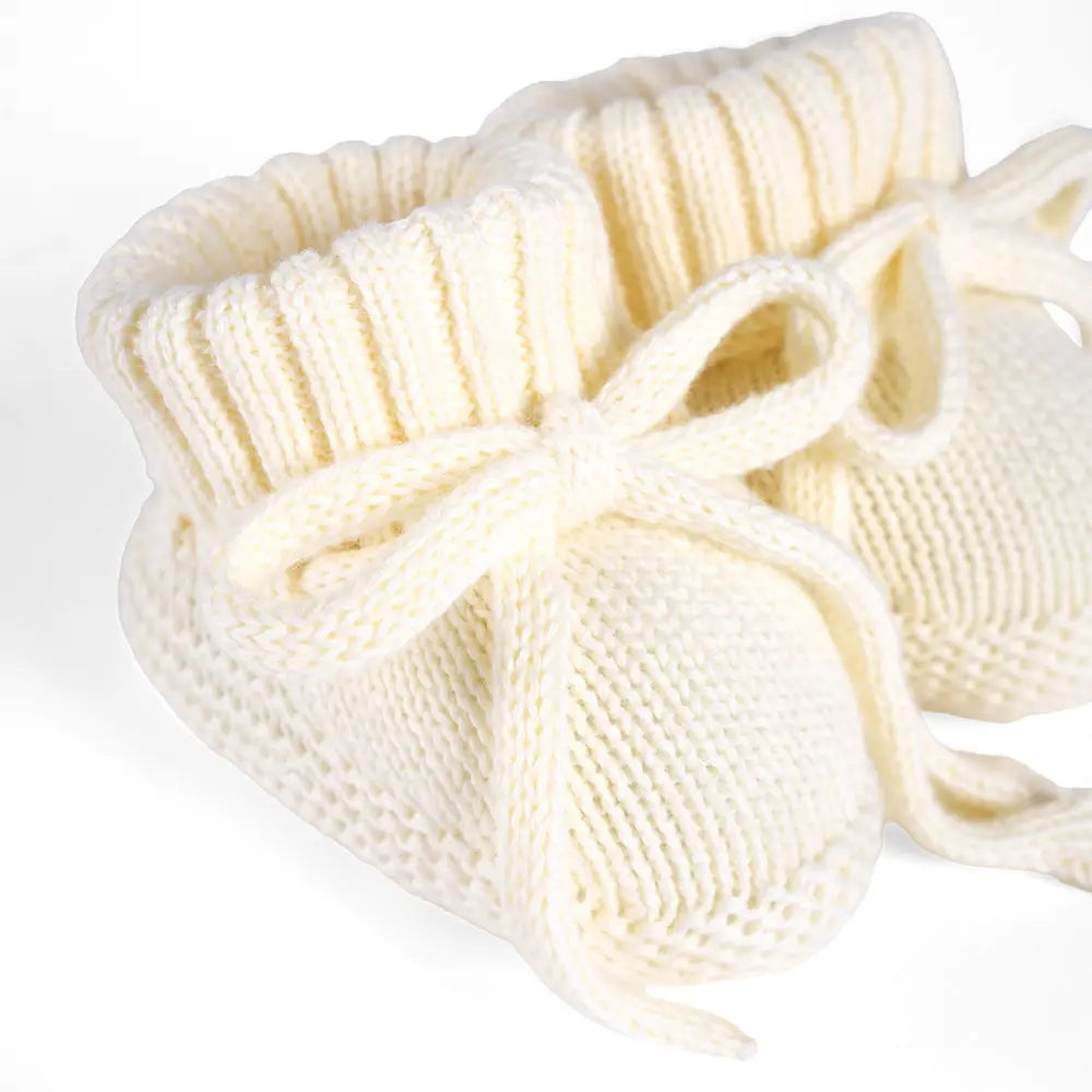 Knitted Booties in Cream - Aaria Tees Aaria Tees