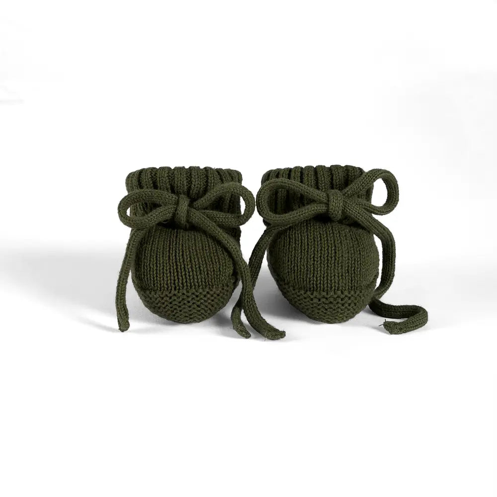 Knitted Booties in Forest Green - Aaria Tees Aaria Tees