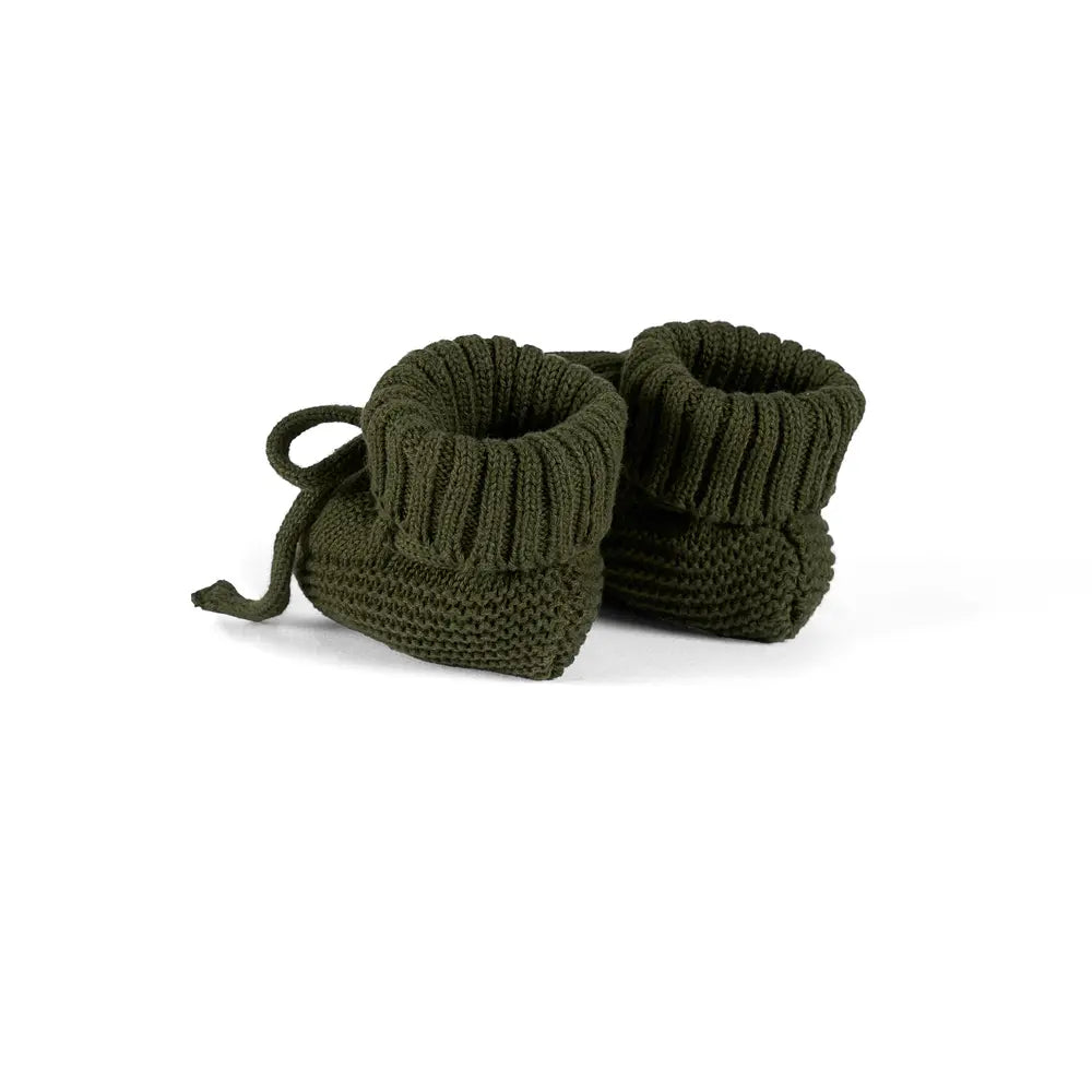 Knitted Booties in Forest Green - Aaria Tees Aaria Tees