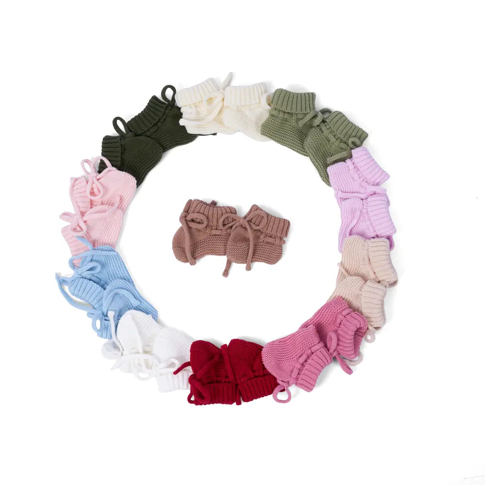 Knitted Booties in Red Xmas - Aaria Tees Aaria Tees