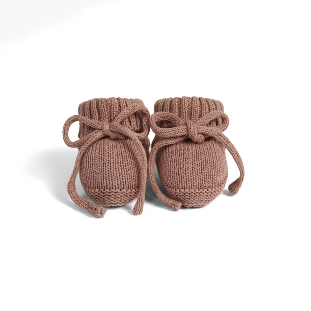Knitted Booties in Mocha - Aaria Tees Aaria Tees