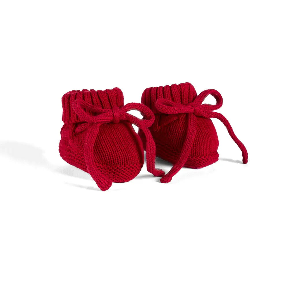 Knitted Booties in Red Xmas - Aaria Tees Aaria Tees