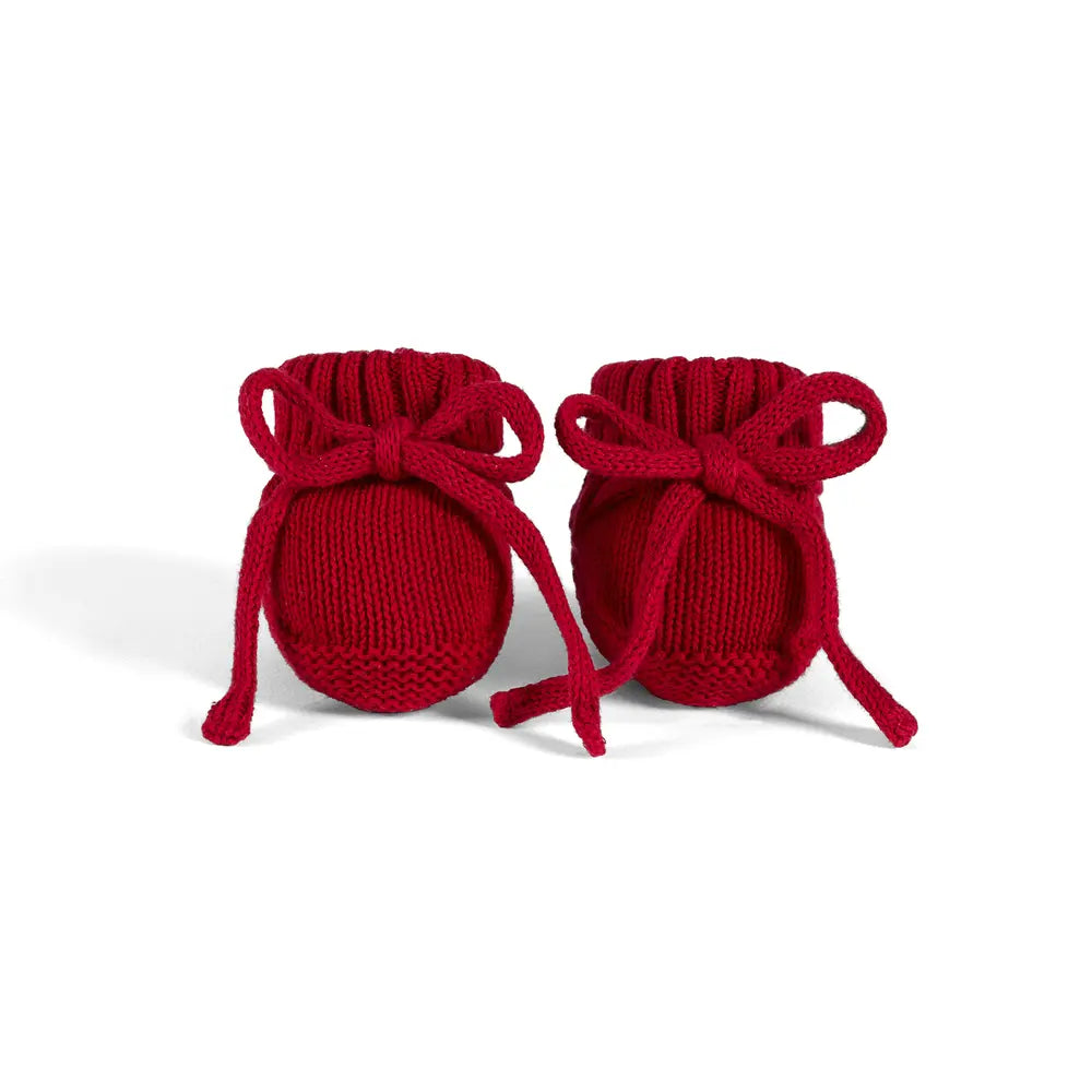 Knitted Booties in Red Xmas - Aaria Tees Aaria Tees