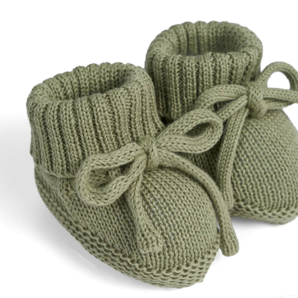 Knitted Booties in Sage Green - Aaria Tees Aaria Tees