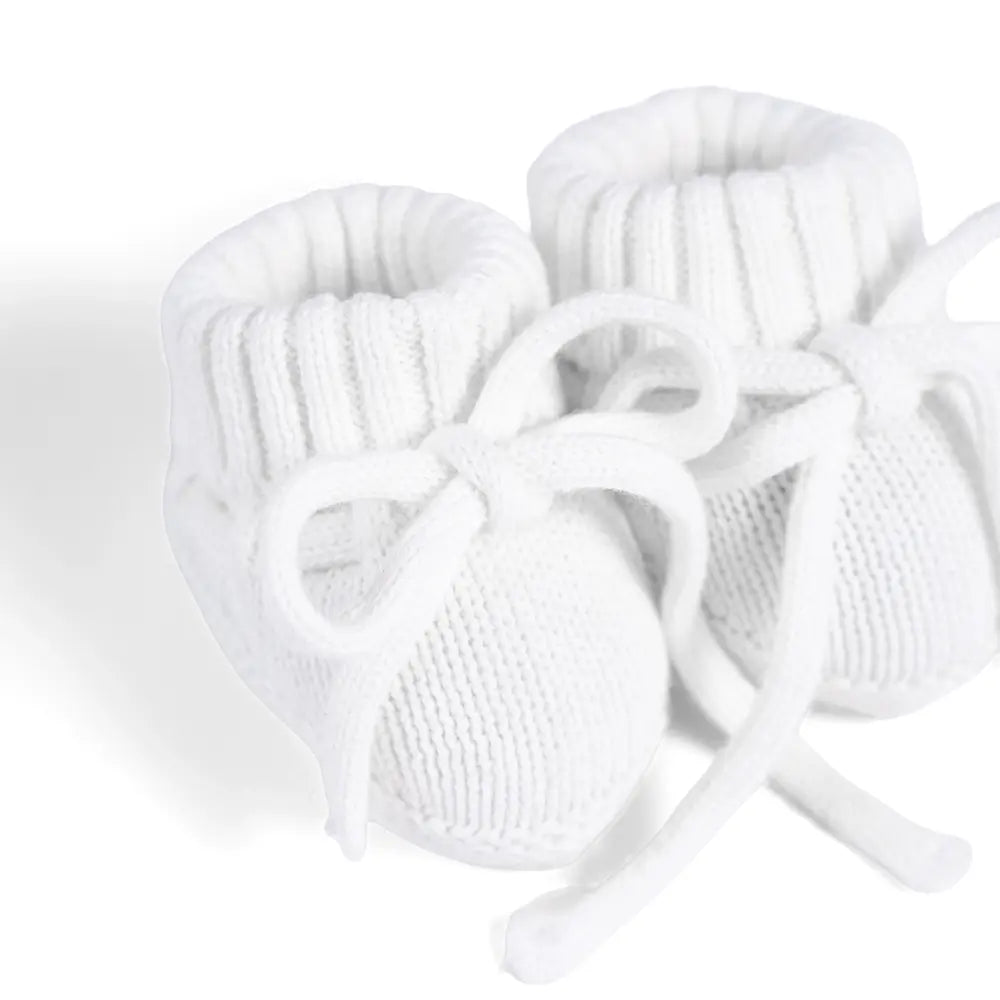 Knitted Booties in White - Aaria Tees Aaria Tees
