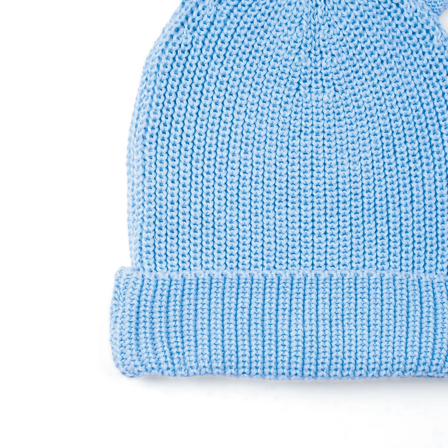 Bunny Ear Knit Beanie in Baby Blue - Aaria Tees Aaria Tees