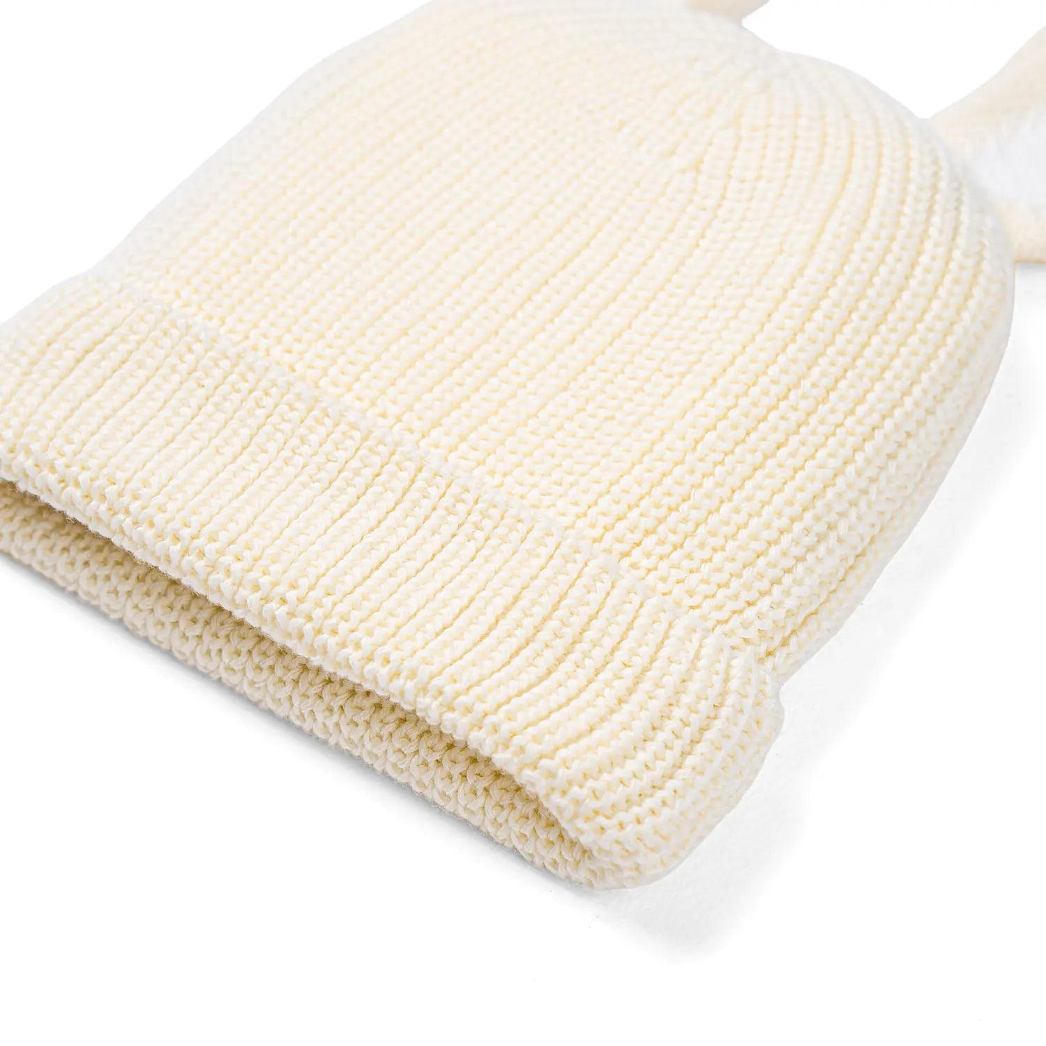 Bunny Ear Knit Beanie in Cream - Aaria Tees Aaria Tees