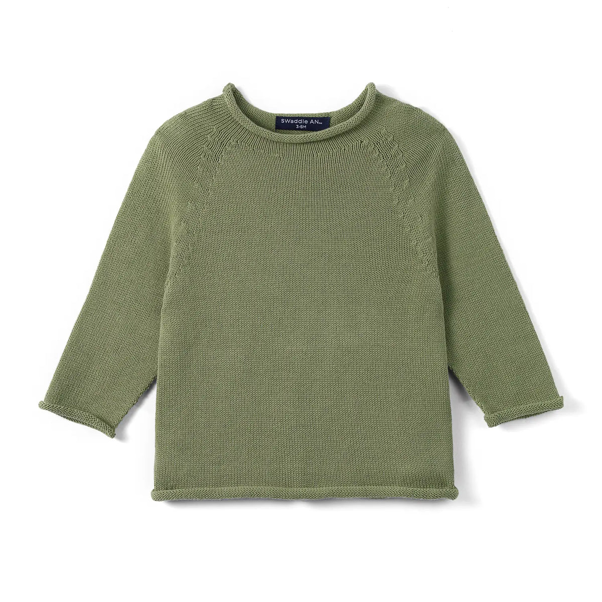 Knit Rollneck Baby Sweater in Sage Green - Aaria Tees