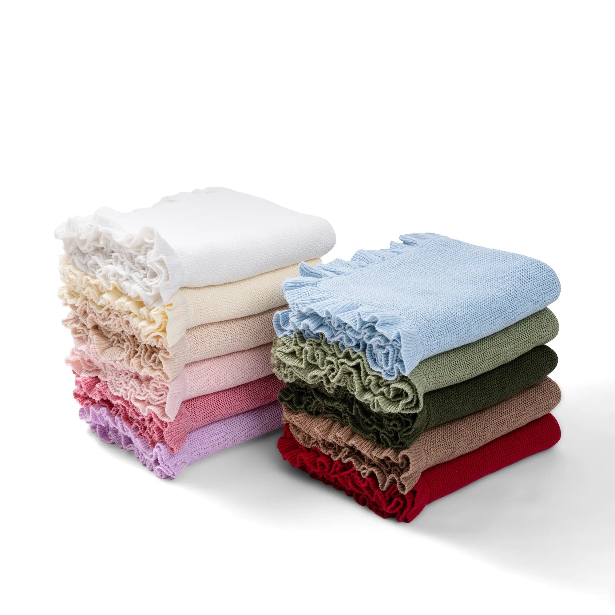 Ruffled Edge Knit Baby Blanket in Baby Blue - Aaria Tees Aaria Tees