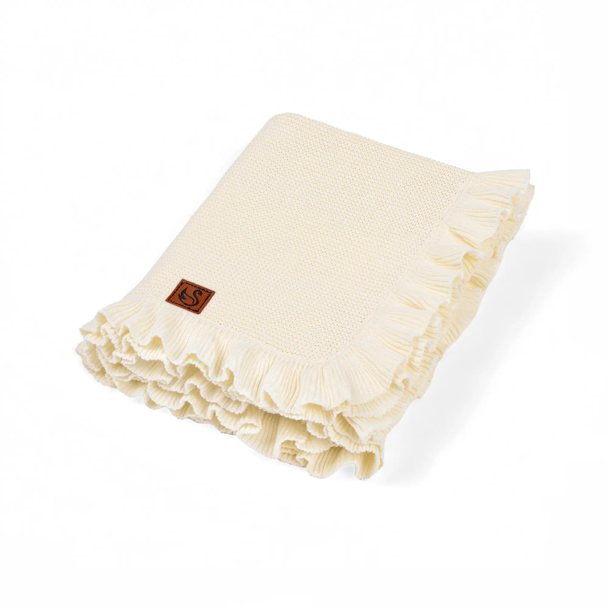 Ruffled Edge Knit Baby Blanket in Cream - Aaria Tees Aaria Tees