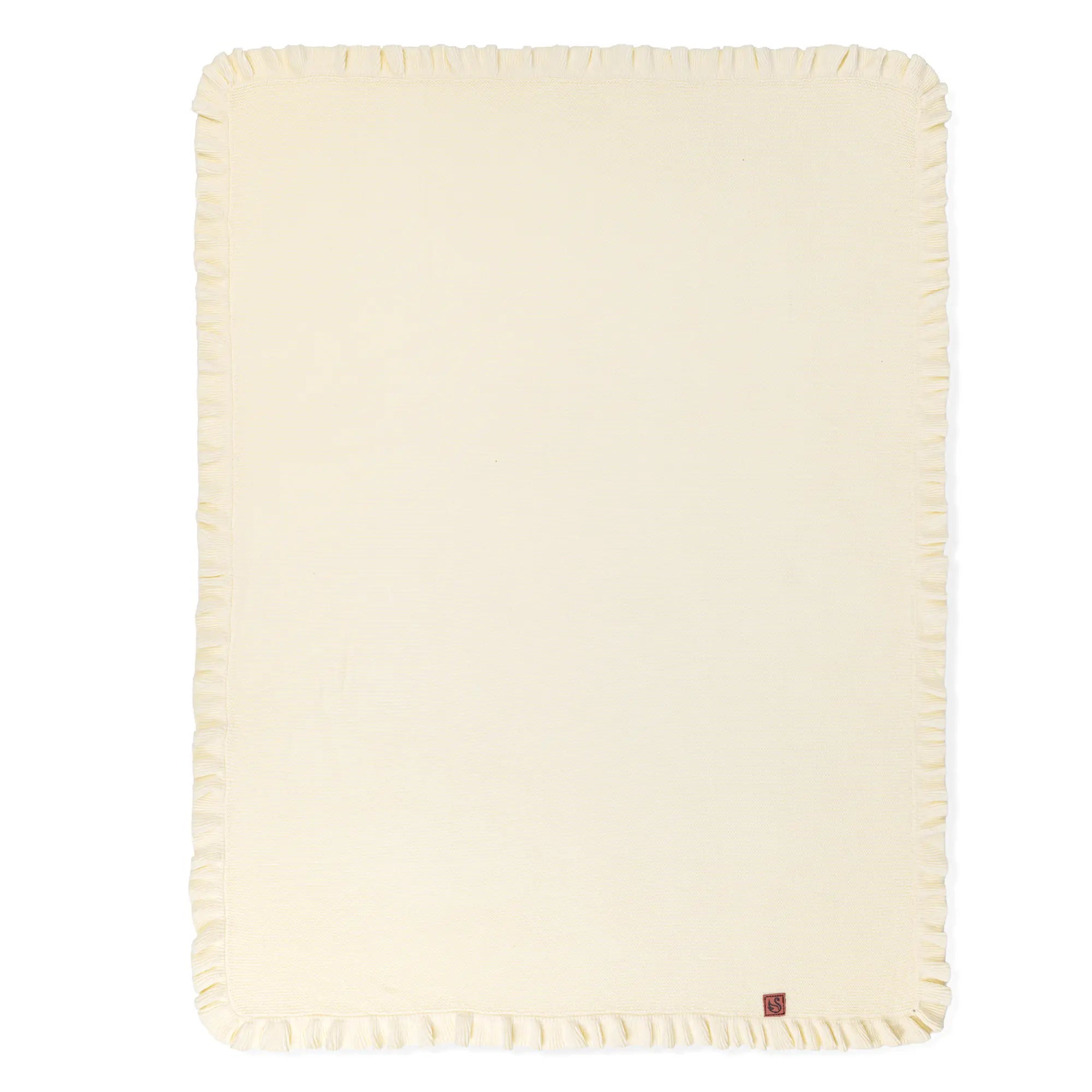 Ruffled Edge Knit Baby Blanket in Cream - Aaria Tees Aaria Tees