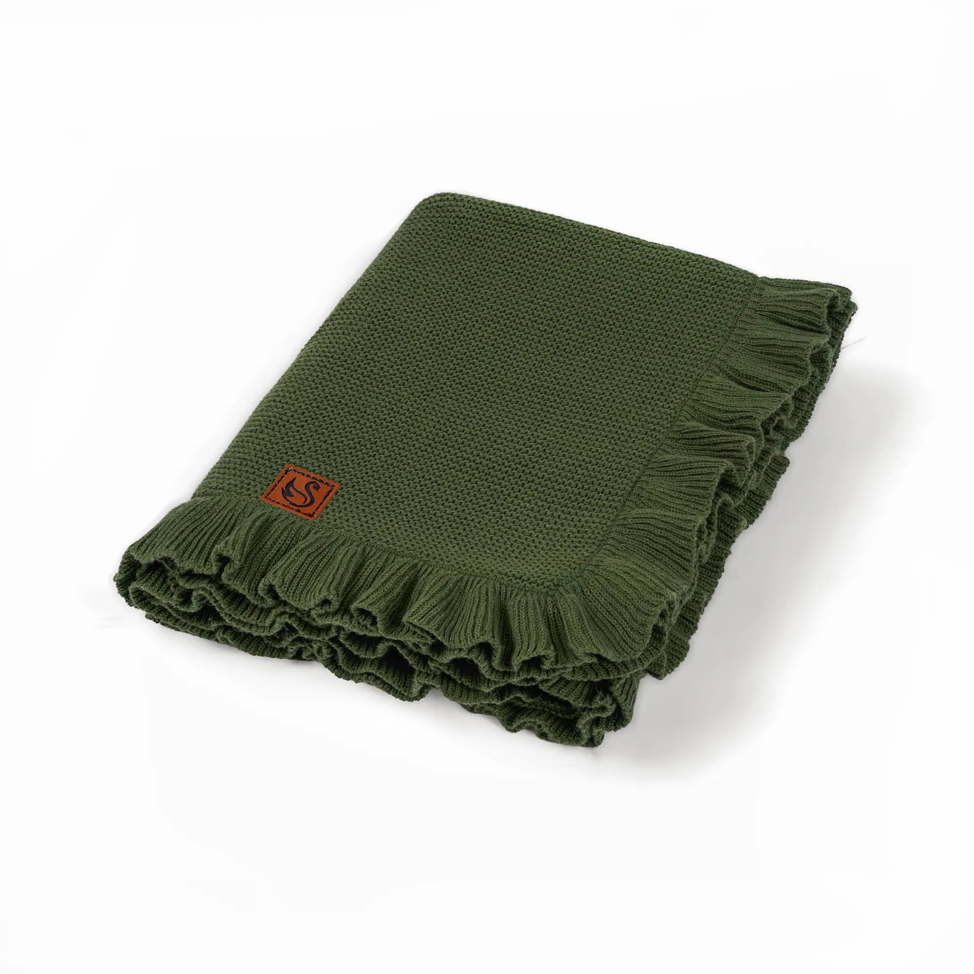 Ruffled Edge Knit Baby Blanket in Forest Green - Aaria Tees Aaria Tees