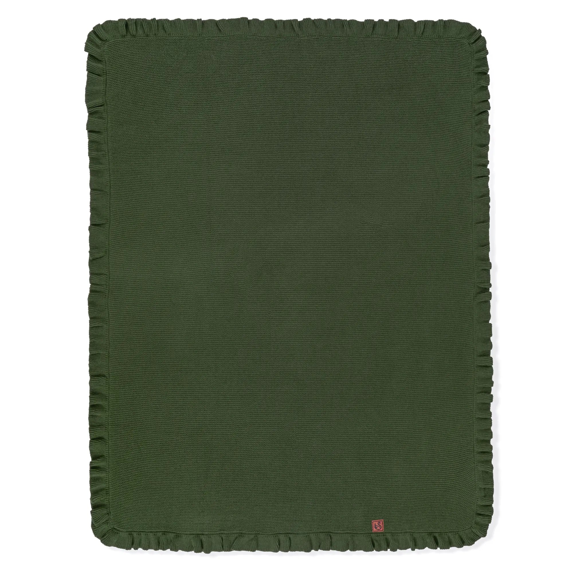 Ruffled Edge Knit Baby Blanket in Forest Green - Aaria Tees Aaria Tees