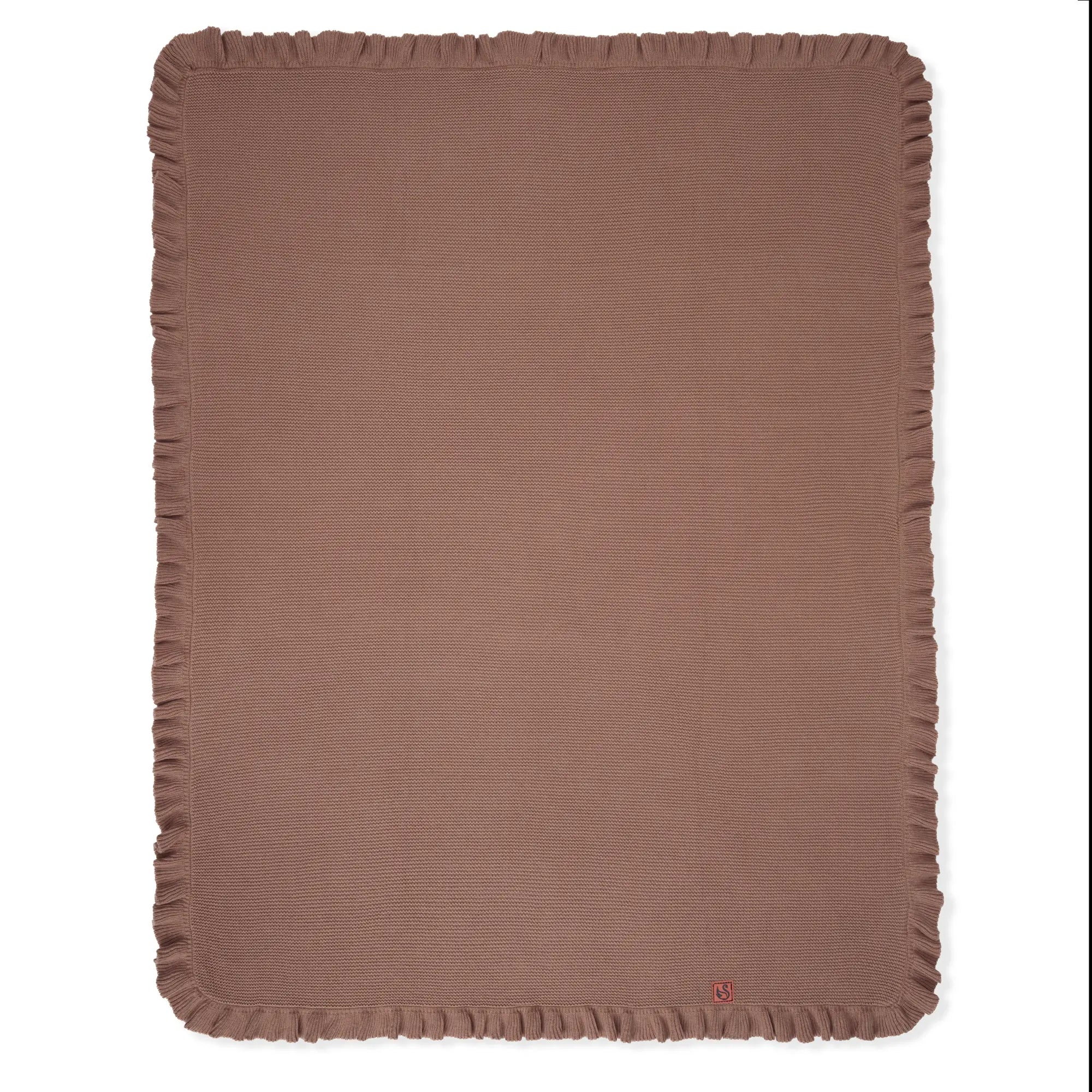 Ruffled Edge Knit Baby Blanket in Mocha - Aaria Tees Aaria Tees